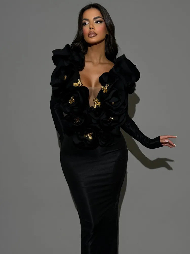 Women's Three-dimensional Flower Sexy Dress