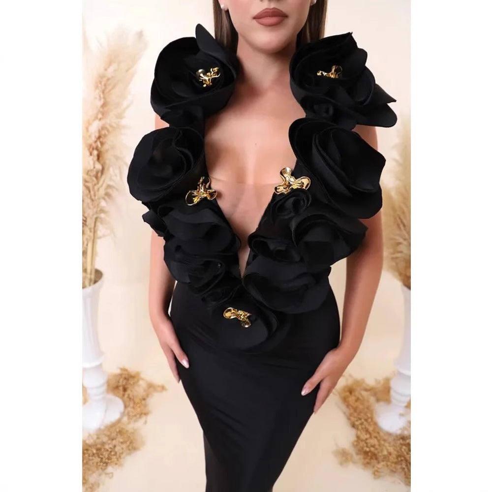 Women's Three-dimensional Flower Sexy Dress