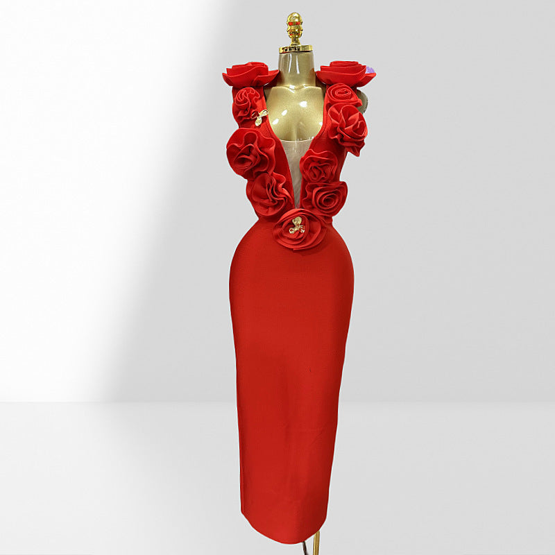 Women's Three-dimensional Flower Sexy Dress